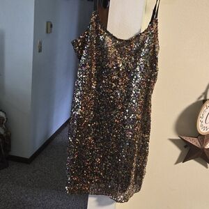 Sequin Slip Dress in Multicolor Sparkle